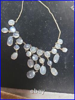 ABSOLUTELY EXQUISITE! Antique gorgeous Sterling MOONSTONE GEMSTONES Necklace