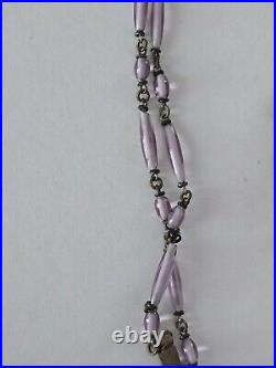 ANTIQUE 1920's ART DECO STERLING AMETHYST GLASS NECKLACE 20