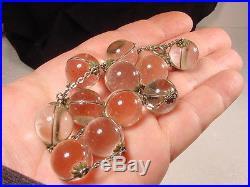 Antique 1920s Art Deco Pools Of Light Rock Crystal Orb Necklacenon Drilled