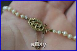ANTIQUE ART DECO 18k Yellow Gold Brooch Pearl Necklace Womens