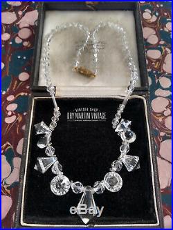ANTIQUE ART DECO 1920s CZECH CLEAR CRYSTAL DROP NECKLACE BRIDAL OCCASION GIFT