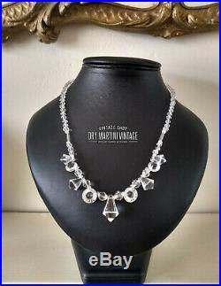 ANTIQUE ART DECO 1920s CZECH CLEAR CRYSTAL DROP NECKLACE BRIDAL OCCASION GIFT