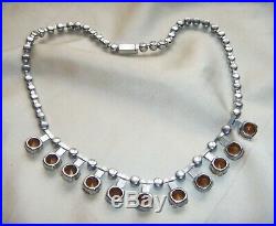 ANTIQUE ART DECO Bezel Set Old Cut Diamond Paste Drops Vintage Bridal NECKLACE
