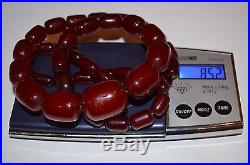 Antique Art Deco Cherry Amber Bakelite Bead Necklace 85,2 Grams