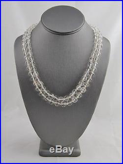 ANTIQUE ART DECO Cut ROCK CRYSTAL Quartz STERLING Hand Knotted NECKLACE Tested