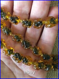 ANTIQUE ART DECO FLAPPER CZECH AUSTRIAN BUMPY TWISTED GLASS BEAD NECKLACE 111g