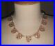 ANTIQUE ART DECO RARE ETCHED PINK FACETED GLASS NECKLACE 1920’s