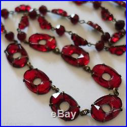 Antique Art Deco Red Czech Vauxhall Glass Necklace