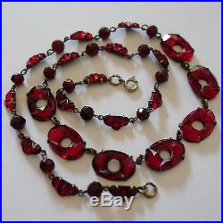 Antique Art Deco Red Czech Vauxhall Glass Necklace
