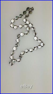 ANTIQUE ART DECO SILVER ROCK CRYSTAL POOLS OF LIGHT NECKLACE c1920's