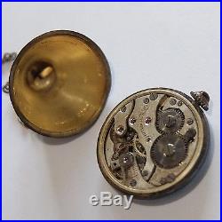 Antique Art Deco Sterling Silver Enamel Watch Pendant Necklace