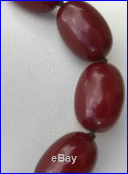 ANTIQUE ART DECO Tested CHERRY AMBER BAKELITE Beads Necklace 38gms