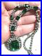 ANTIQUE STUNNING EMERALD Green Glass Rhinestones Art Deco Necklace About 10.5 L
