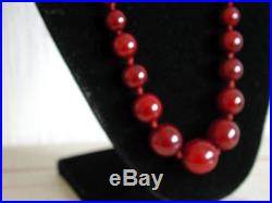 Antique Vintage Art Deco Bakelite Faturan Prayer Cherry Amber Necklace Beads