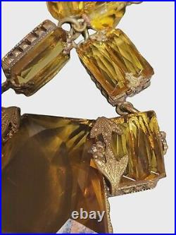 ANTIQUE vtg NEIGER BROS 1920s Bohemian Czech Glass demi parure Necklace/Earrings