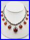ART DECO 1920s Vintage AMBER ART GLASS & DRILLED CHROME beaded NECKLACE