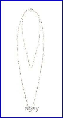 ART DECO 1930 PLATINUM STATION CHAIN NECKLACE WITH 1.65 Cts OLD CUT VS DIAMONDS