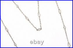 ART DECO 1930 PLATINUM STATION CHAIN NECKLACE WITH 1.65 Cts OLD CUT VS DIAMONDS