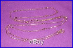ART DECO 1930s SOLID 9ct ROSE GOLD FLAPPER BALL & BAR 54 NECKLACE CHAIN ANTIQUE