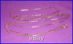 ART DECO 1930s SOLID 9ct ROSE GOLD FLAPPER BALL & BAR 54 NECKLACE CHAIN ANTIQUE