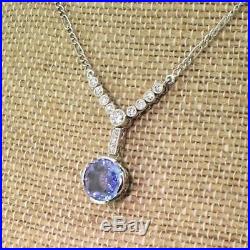 ART DECO 3.15ct SAPPHIRE & OLD CUT DIAMOND NECKLACE Platinum c 1915