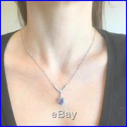 ART DECO 3.15ct SAPPHIRE & OLD CUT DIAMOND NECKLACE Platinum c 1915