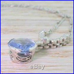 ART DECO 3.15ct SAPPHIRE & OLD CUT DIAMOND NECKLACE Platinum c 1915