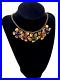 ART DECO ANTIQUE NECKLACE 5 FLOWER PENDANT with POURED GLASS CENTER-STONES onCHAIN