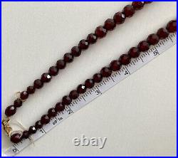 ART DECO CHERRY AMBER BAKELITE BEAD NECKLACE 16in FACETED Gradually Bead Antique