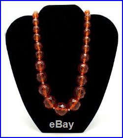 Art Deco Genuine Graduated Faceted Golden Honey Amber Bead Necklace 57.5 Grams