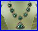 ART DECO Mexico Necklace 1930s Sterling CHRYSOPRASE Semi Cone Cabs 15-18.5 WOW