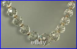 ART DECO Necklace 1930s ROCK CRYSTAL QUARTZ Gemstone 14K GF Period Chain 16.5