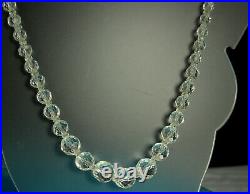 ART DECO Necklace ROCK CRYSTAL QUARTZ 1930s 20 Graduated Beads Chain Strung FAB