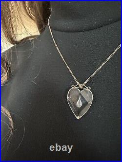 ART DECO ORIGINAL CRYSTAL FACETED HEART PENDANT LOVE and TEARS SYMBOLIC NECKLACE