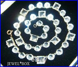ART DECO Open Back MULTI FACET Diamond Paste Crystal VINTAGE RIVIERE NECKLACE
