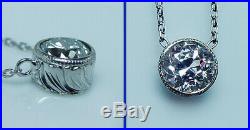ART DECO Platinum Old European Diamond Solitaire Necklace. 65ct