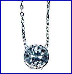 ART DECO Platinum Old European Diamond Solitaire Necklace Estate. 50ct VS-H