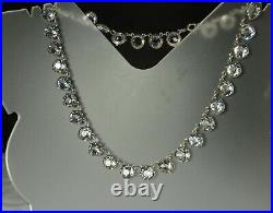 ART DECO RIVIERE Necklace 1930s STERLING 33 OPEN Back CRYSTALS 14.75 Choker FAB