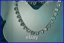 ART DECO RIVIERE Necklace 1930s STERLING 33 OPEN Back CRYSTALS 14.75 Choker FAB