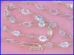 ART DECO STYLE 43 carats MIXED AQUAMARINE BY-THE-YARD 28.25 CHAIN 18K NECKLACE
