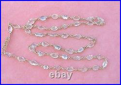 ART DECO STYLE 43 carats MIXED AQUAMARINE BY-THE-YARD 28.25 CHAIN 18K NECKLACE