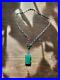 ART DECO Sterling Necklace 1930s Green Stone & Marcasite