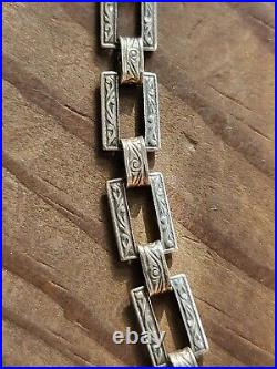 ART DECO Sterling Necklace 1930s Green Stone & Marcasite