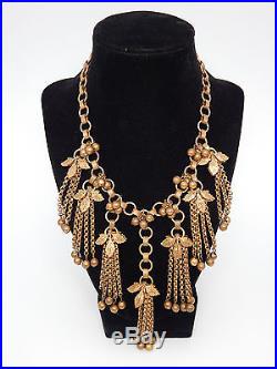 ART DECO VICTORIAN FRENCH BERRY FRINGE BOOK-CHAIN BRONZE 117g 16.5 VTG NECKLACE