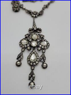 AS IS Vintage Art Deco Sterling Paste Floral Necklace