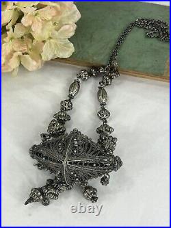 Abstract Yemenite Art Deco Filigree Necklace