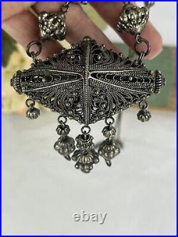 Abstract Yemenite Art Deco Filigree Necklace