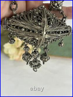 Abstract Yemenite Art Deco Filigree Necklace