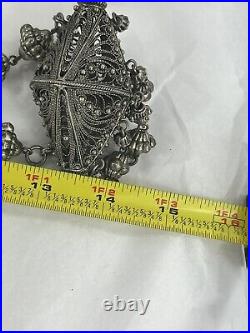 Abstract Yemenite Art Deco Filigree Necklace