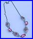 Amazing 1920’s ART DECO Czech Silver Plated Filigree Pink Glass Necklace
